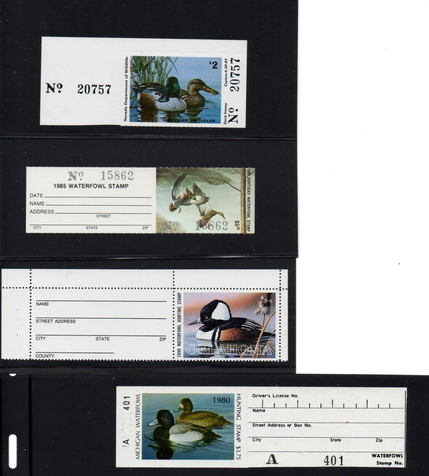 HUNTER STYLE   4-PAK  WATERFOWL DUCK STAMPs  VARIOUS YEARS  OG   MNH - Image 1 of 1