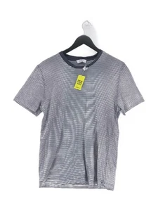 COS Men's T-Shirt M Blue Striped 100% Cotton Basic - Picture 1 of 6