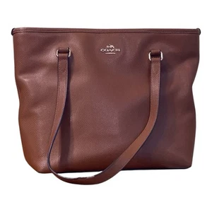 Coach Crossgrain Leather Zip Top Tote Brown Bag - Picture 1 of 9