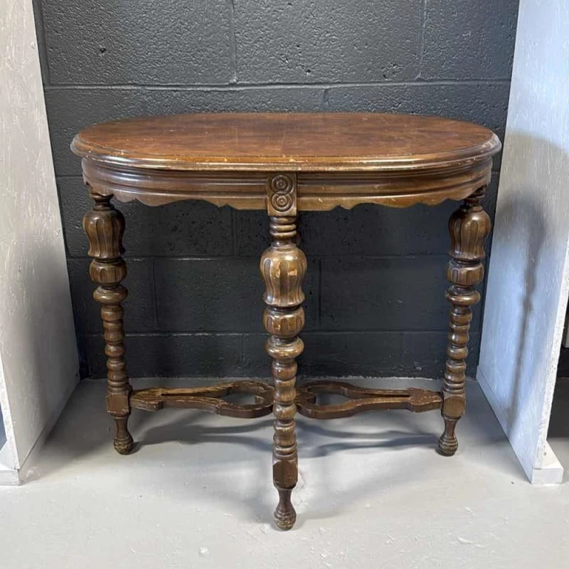 Patas de bobina de husillo tallado mesa de acento ovalado de nogal victoriano - 03Z03N Foto 1 de 1