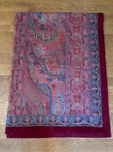 Vintage Voghi Lago di Como Italia Ricco Paisley Coperta Lancio Scialle Fine Seta Lana - Foto 1 di 9