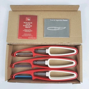 Vacu Vin Fruit & Vegetable Peeler / Holder Set - 3 Pack - Red & White - NEW OB - Picture 1 of 14