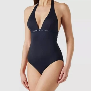 Tommy Hilfiger Women's Swimsuit Size L Desert Sky Halterneck One Piece New - Picture 1 of 7