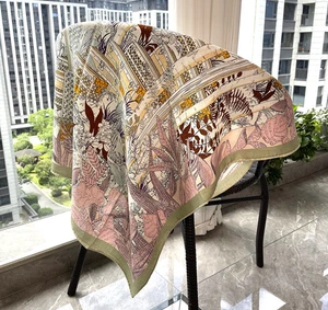 70% Cashmere 30% Silk forest Print Wrap 88X88cm Scarf Double Face Print Shawl - Picture 1 of 3