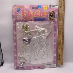 Vintage Barbie Size Clone Heather fashions Wedding Set Dress Flowers Purse Shoes - Picture 1 of 3
