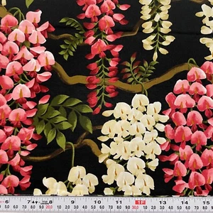 Vtg 2001 The Black Locust Tree Kona Bay Fabrics Black Cotton Remnant 9" x 44" - Picture 1 of 2