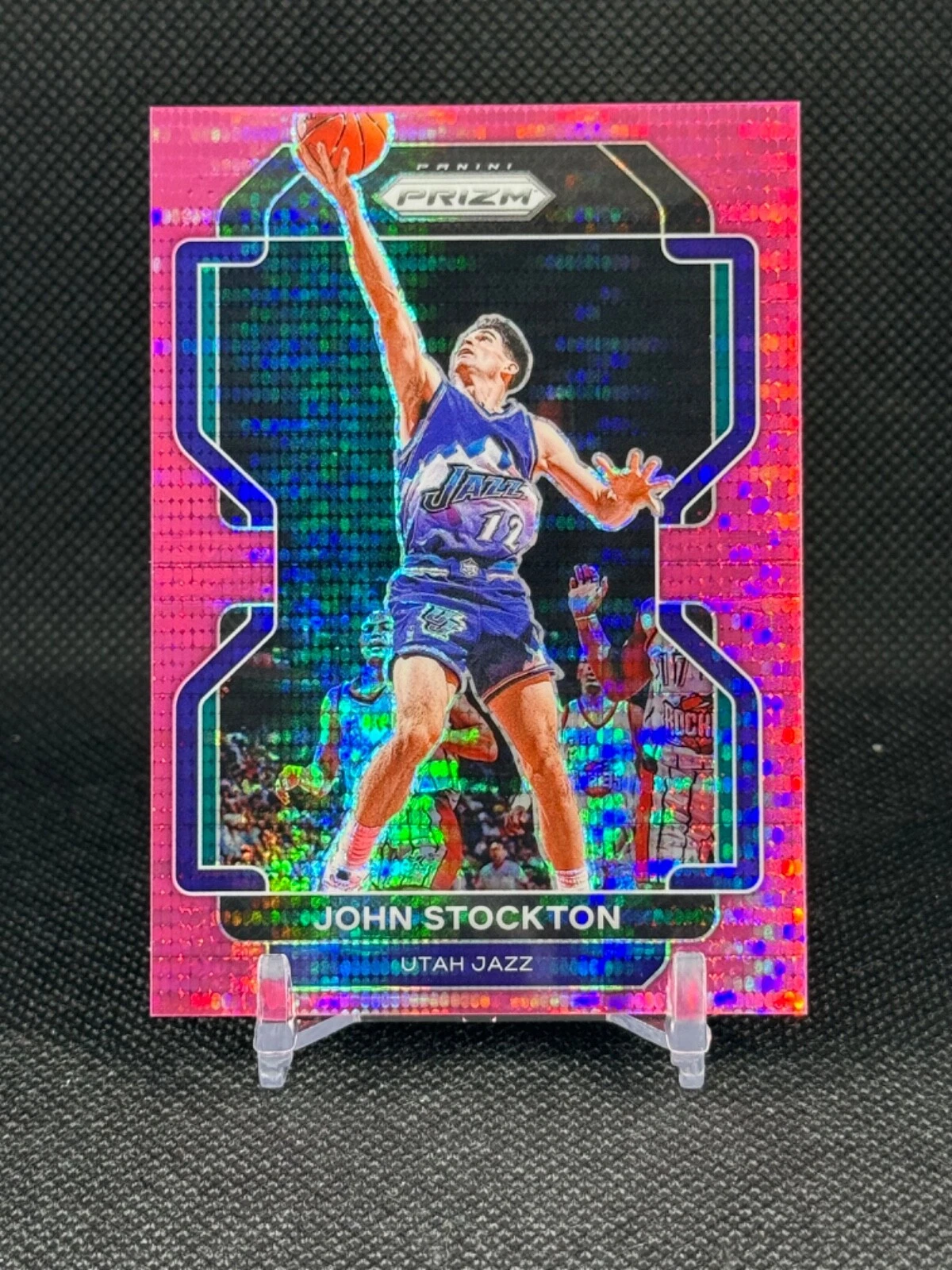 2021-22 Panini Prizm Prizms Pink Pulsar #267 John Stockton 42/42