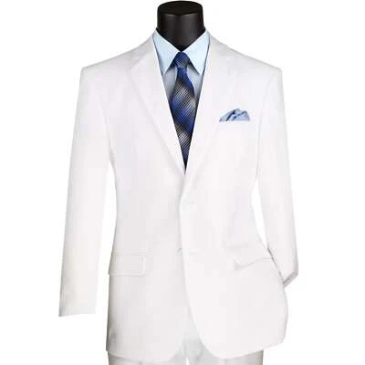 LUCCI Men's White 2-Button Classic-Fit Poplin Polyester Suit - NEW - Image 1 of 3