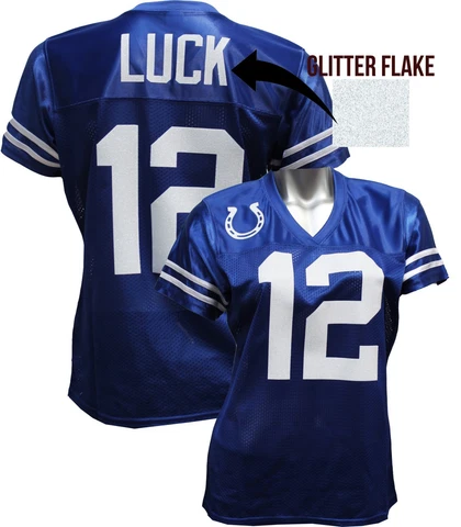 Custom Womens Blinged Football Blue Jersey, Andrew Luck, Colts, shirt Cover
