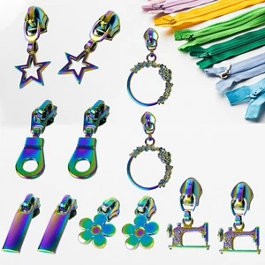 Rainbow Zipper Pulls Alloy Round Zip Repair Metal Zips Parts for Jackets Boots - Picture 1 of 37