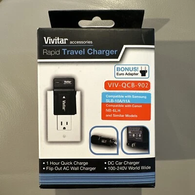 Vivitar Rapid Travel Charger & Wall Plug VIV-QCB-902  + Euro Adapter  (5379) - Image 1 of 4