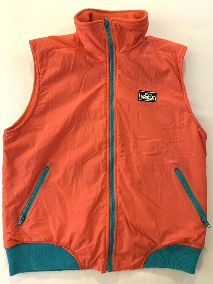 Chaqueta de Colección Woolrich Mujeres Nylon Melocotón Coral Cremallera Completa Chaleco Talla Mediana  Foto 1 de 4