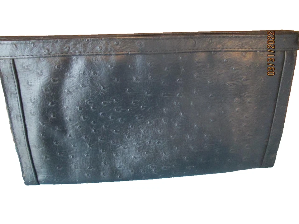 BOLSO CLUTCH NEGRO ESTAMPADO AVESTRUZ IMITACIÓN VINTAGE BUENO Foto 1 de 1