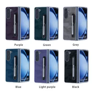 For Samsung Galaxy Z Fold 6/5/4/3 PU Leather S Pen w/ Pen Holder Shockproof Case - Picture 1 of 24