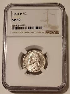 1994 P Jefferson Nickel Matte Finish SP69 NGC - Picture 1 of 4
