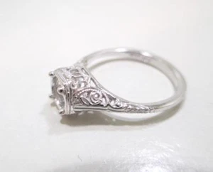 10 KT WHITE GOLD FILIGREE SEMI MOUNT RING SIZE 7 FOR A 1/2 CARAT DIAMOND - Picture 1 of 6