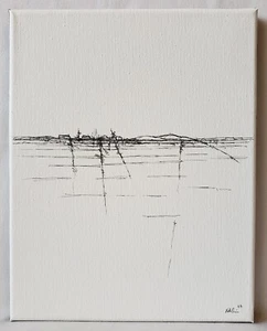 No.558 Original Abstract Modern Minimal Urban Landscape Drawing By K.A.Davis - Picture 1 of 12