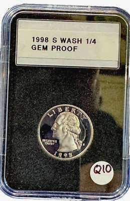 1998 S Washington Quarter Dollar Deep Cameo in EVERSLAB CASE # Q10 - Image 1 of 2