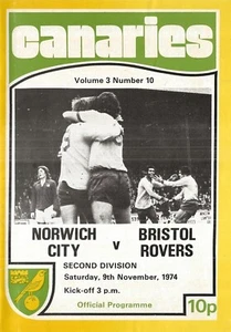 Football Programme NORWICH CITY v BRISTOL ROVERS Nov 1974 - Picture 1 of 1