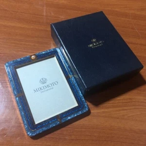 Mikimoto Photo frame Rectangular Blue Pearl Crystal lacquer Boxed - Picture 1 of 7