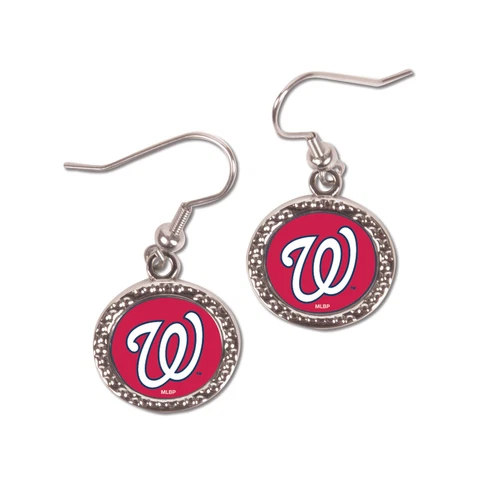 Women's WinCraft Red Washington Nationals Round Dangle Earrings Cover