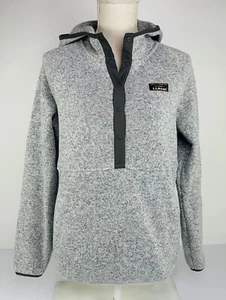 LL Bean Fleece Hoodie Snap Sweater Pullover Outdoors Jacket Womens Gray Size S - Picture 1 of 7