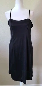 90er Schlupfkleid Gr. 6 schwarz Babydoll Spaghettiträger Satin kurz Leslie Fay - Bild 1 von 10