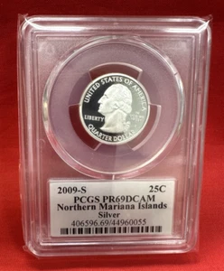 2009 s Silver Northern Mariana Islands Quarter PCGS PR 69 DCAM Flag Label - Picture 1 of 4