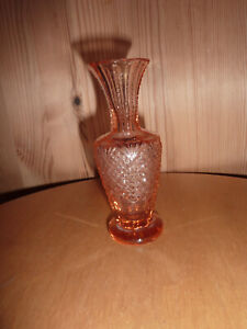 Art Deco Rosalin Glas rosa kleine Vase mit hübschem Muster