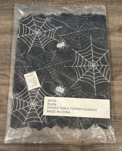 Halloween Table Runner Black Spider Web Table Runners Brand New! - Picture 1 of 5