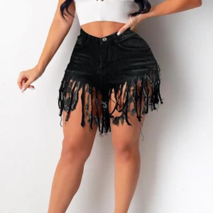 Women Denim Hot Shorts Pants Jeans Tie-dye Tassel Mini Sexy Summer High Waist - Picture 1 of 15