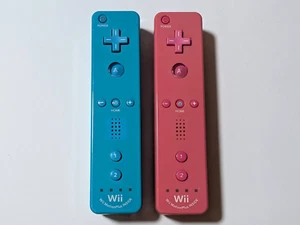 Nintendo Wii Controller Authentic Official Remote Motion Plus Pink & Blue - Picture 1 of 4