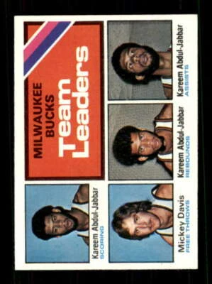 1975-76 Topps #126 Kareem Abdul-Jabbar/Mickey Davis NM/NM+ Bucks Bucks Team Lead - Image 1 of 2