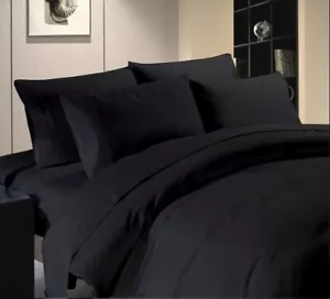 Hotel Quality 800 1000 1200 TC 100% Egyptian Cotton Black Solid *All Size - Picture 1 of 5