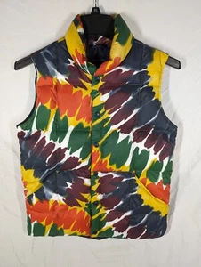 LANDS' END DOWN FILL Puffer Vest Tie Dye Size Large 14-16 Unisex Button - Picture 1 of 9