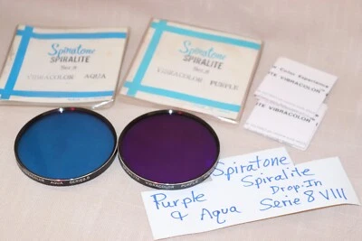 2Pc NEW Vtg Spiratone Series 8 VIII Purple & Aqua VIBRACOLOR Spec Effect FILTERS - Image 1 of 4