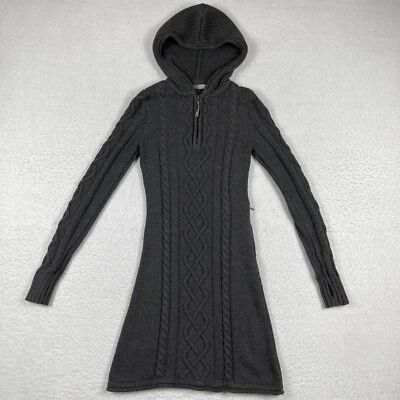 Vestido Suéter Athleta Mujer XXS Gris Tejido con Cable Con Capucha 1/4 Cremallera Pullover Foto 1 de 4
