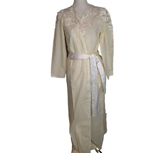 Vintage Natori Robe cream lace belt sz p - Picture 1 of 16