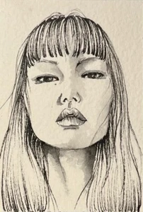 Original ACEO by Viviana Scala. Chanel in Black& White Portrait - Picture 1 of 3