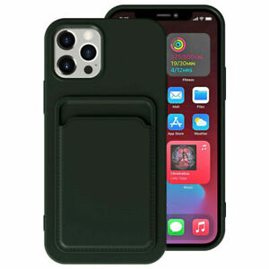 Silicone Card Holder Protection Shocproof Back Case For iPhone 12 Pro Max Black