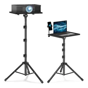 Laptop Stand Tripod - Adjustable Height Projector Holder With Phone Mount - Picture 1 of 7