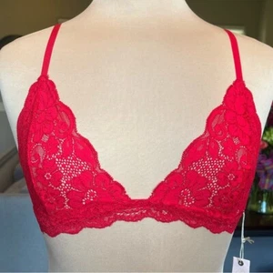 Nuevo con etiquetas Sujetador inalámbrico Free People WE ARE HAH Chi Bralittle Mediano Sirena Rojo - Imagen 1 de 13