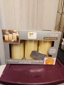 3 Pc LED Scented Wax Candle Set with Remote-Vanilla- Flickers Brand New in Box - Picture 1 of 14