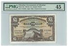 Gibraltar Banknote 5 Pounds 1965 P-19a Choice XF PMG 45 Rare Old Paper Money