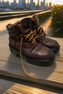 Vintage 90s Dr Martens 8476 Chunky Sole England Leather Boots Sz 6 Us W 8 M 7 - Picture 1 of 23