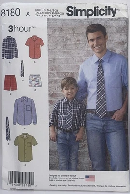 Simplicity 8180 Sz S-XL Men's Boys Classic Button Down Shirt Tie Boxers Pattern - Image 1 of 3