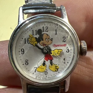 Vintage Mickey Mouse Watch Ingersoll Mechanical Wind-up Working 1960’s? Disney!! - Picture 1 of 24