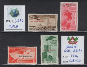 WC1_31330. AEGEAN COL.: CUESTIONES GENERALES. Juego de aire Copa del Mundo 1934. Sc.C28-C31. MVLH - Imagen 1 de 1