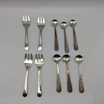 Silver Plated 6 Party Spoons With Jug patterned Handles & 4 Forks S5889 - Image 1 of 4