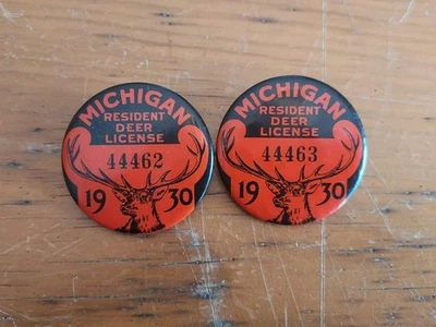 Licencias de caza de ciervos Michigan 1930 #44462 y #44463 Foto 1 de 2